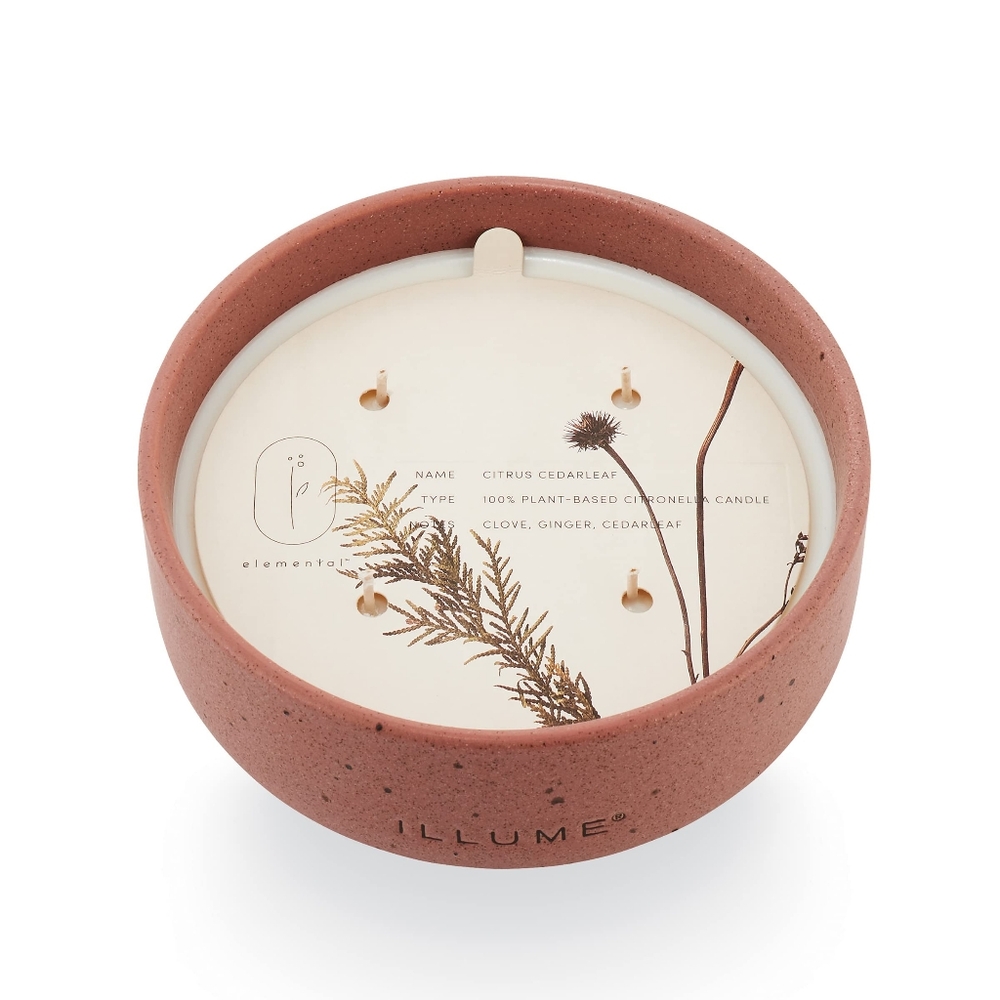 Illume Elemental Collection Citrus Cedarleaf Candle Cearamic Jar New